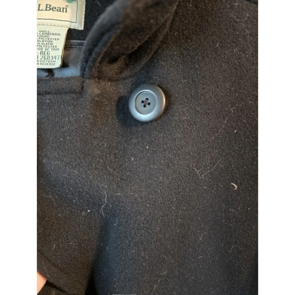Vintage L.L. Bean 100% Lambswool Women's Black Coat Jacket‎ Size 12.